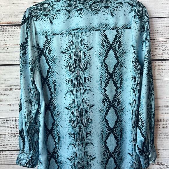 TAZAIY-WOMENS LONG SLEEVE BUTTON DOWN BLOUSE SNAKE PRINT - Picture 3 of 12